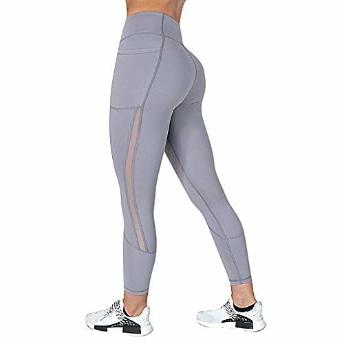

yoga pant for women high waist tummy control workout stretch running leggings with pocket gray