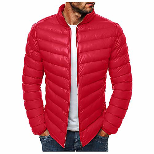

men's autumn winter zipper warm down jacket packable light quality coat