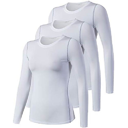 

women's 3 pack compression shirts long sleeve workout shirts (x-large,white)
