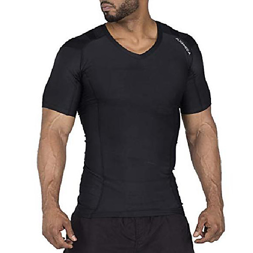 

alignmed posture shirt pullover for men – moisture wicking, breathable, compression & performance active wear for yoga, fitness & sports – increases upper body strength (black, x-large)