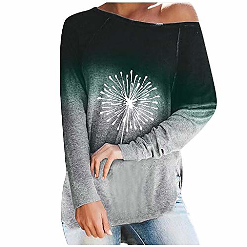 

women's color tie-dye long sleeve sweatshirt tops printed round neck blouse shirt(green,xx-large)
