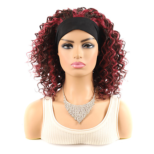 

Wig Medium Length Spiral Curl Bob Black Burgundy New Design Best Quality Fashion Black / Burgundy 18 inch