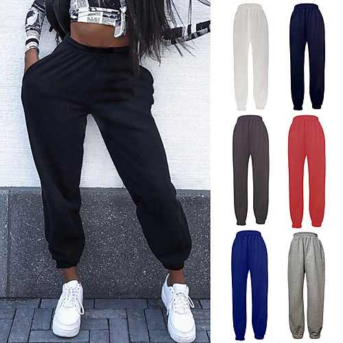 

Women's Sweatpants Joggers Jogger Pants Street Bottoms Drawstring Winter Fitness Gym Workout Running Training Exercise Breathable Moisture Wicking Soft Sport Solid Colored Dark Grey White Black Red