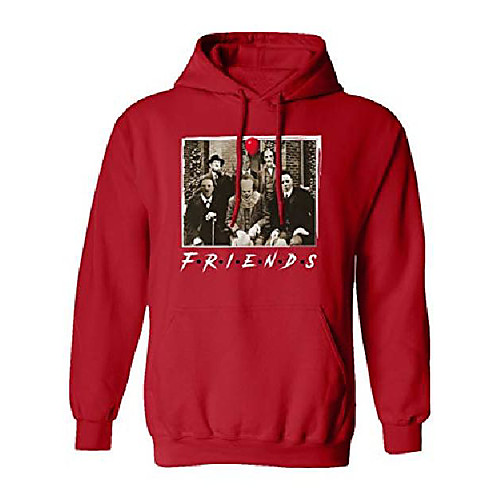

friends halloween michael jason penny - great horror movies men's hooded sweatshirt (red, xxxx-large)