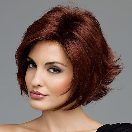 

Synthetic Wig Loose Curl Asymmetrical Wig Short Brown Synthetic Hair Women's Fashionable Design Exquisite Comfy Brown