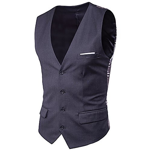 

men's four botton slim fit casual suit wedding party vest us size 37 (label size 2xl) dark grey