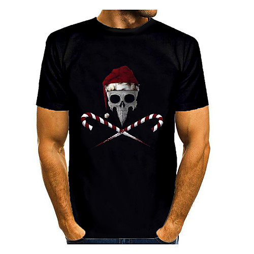 

Men's 3D Graphic T-shirt Print Short Sleeve Christmas Tops Round Neck Black