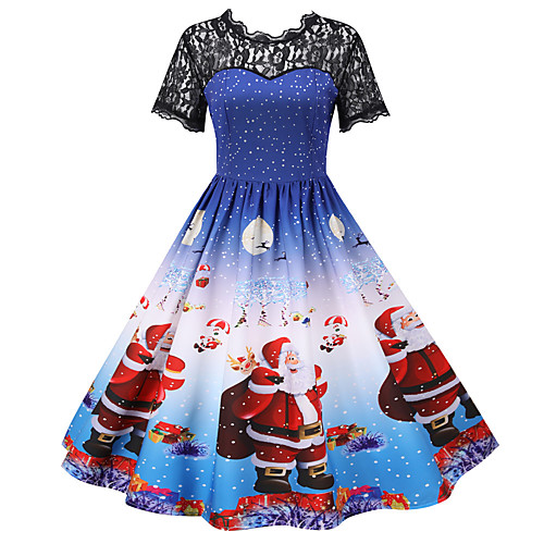 

Santa Claus Christmas Dress Women's Adults' Leisure Christmas Christmas Polyester Dress
