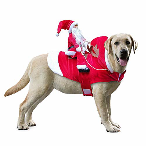 

funny pet dog cat christmas costume santa dogs winter hoodie coat clothes for christmas halloween party,the riding horse santa claus pet cat dog apparel accessories