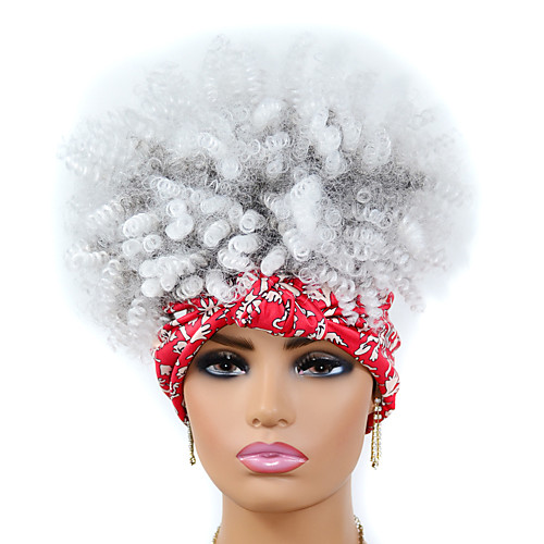 

Synthetic Wig Afro Curly Kinky With Bangs Wig Short Black / White Synthetic Hair Women's Fashionable Design Color Gradient For Black Women White
