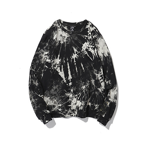 

Men's Pullover Sweatshirt Tie Dye Daily Basic Hoodies Sweatshirts Black