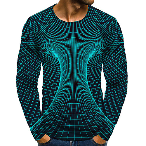 

Men's T shirt 3D Print Graphic 3D Plus Size Print Long Sleeve Daily Tops Elegant Exaggerated Green