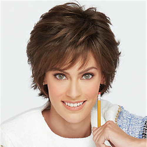 

Synthetic Wig Curly Pixie Cut Wig Short sepia Synthetic Hair Women's Fashionable Design Classic Exquisite Brown