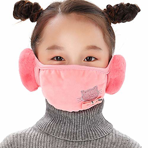 

2-in-1 unisex face bandana with ear warmers for adults & kids, womens cold winter outdoor cotton earmuffs