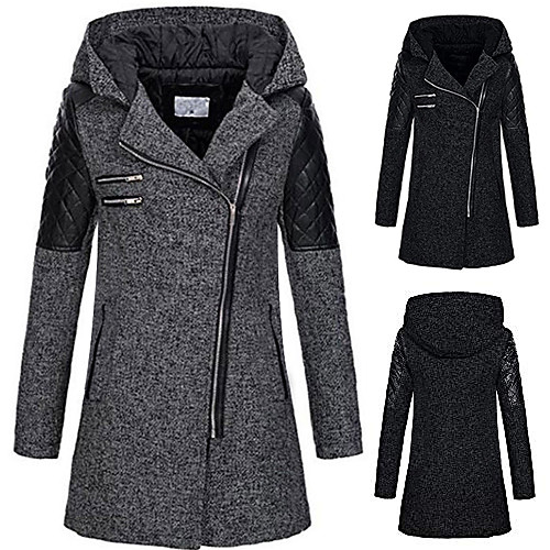 

Women's Solid Colored Basic Autumn / Fall Jacket Regular Daily Rabbit Fur Coat Tops Navy
