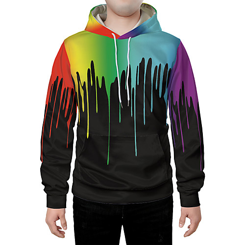 

Men's Plus Size Pullover Hoodie Sweatshirt Graphic 3D Front Pocket Round Neck Daily Weekend 3D Print 3D Print Hoodies Sweatshirts Long Sleeve Rainbow