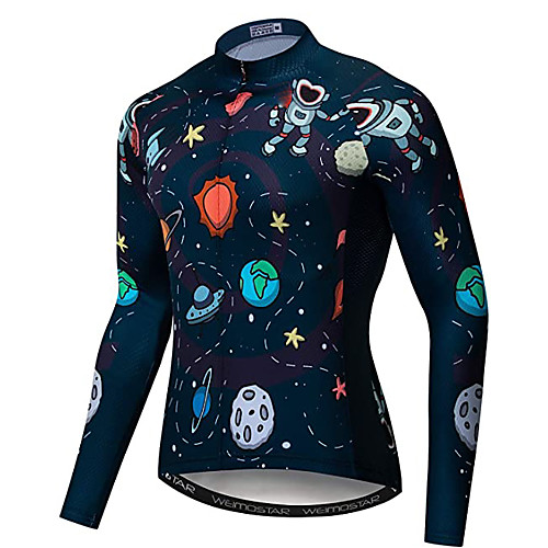

21Grams Men's Long Sleeve Cycling Jersey Winter Fleece Polyester Dark Navy Galaxy Bike Jersey Top Mountain Bike MTB Road Bike Cycling UV Resistant Fleece Lining Breathable Sports Clothing Apparel