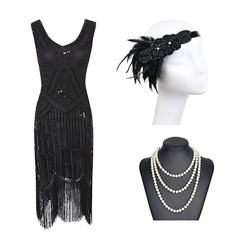 

Sheath / Column Roaring 20s 1920s Fashion Party Wear Cocktail Party Dress Jewel Neck Sleeveless Short / Mini Spandex Sequined with Beading Sequin 2021