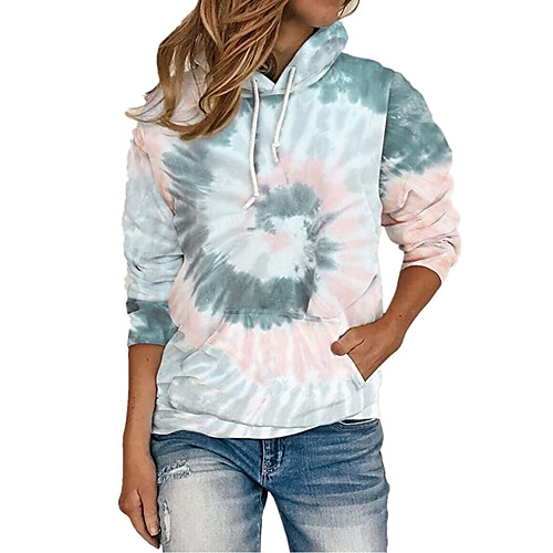 

Women's Pullover Hoodie Sweatshirt Tie Dye Front Pocket Daily Weekend Basic Cute Hoodies Sweatshirts Blue Purple Wine