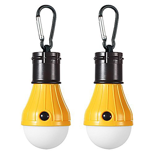 

led camping lights [2 pack] portable led tent lanterns 4 modes for backpacking camping hiking fishing emergency light battery powered lamp for outdoor and indoor (yellow)