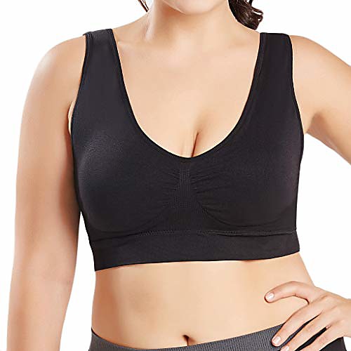 

jflyou women bras,ladies pure color plus size ultra-thin large bra sports bra full bra cup tops(black,xl)