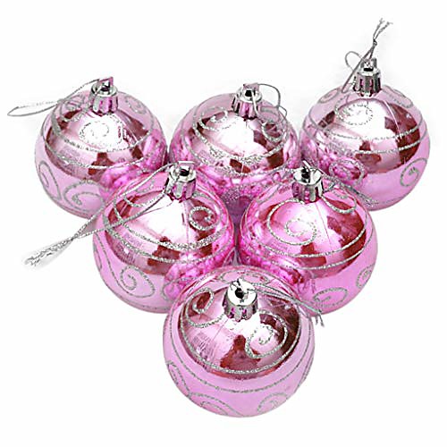

christmas decorations, 6pc glitter shatterproof xmas tree ball ornaments for wedding party holiday decor