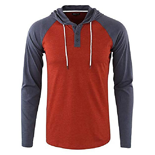 

but& #39;s casual long sleeve lightweight henley hooded shirt hoodie jersey h.rusty/c.blue m