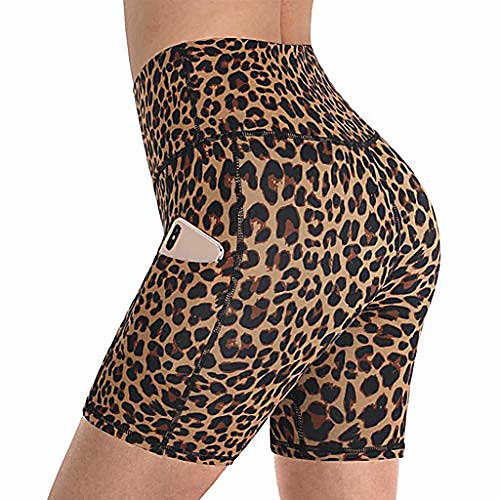 

women's yoga shorts workout high waist tummy control running compression exercise side pockets (medium, serpentine dark grey)