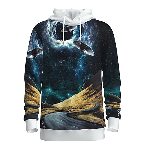 

Men's Pullover Hoodie Sweatshirt Galaxy Graphic 3D Front Pocket Daily 3D Print 3D Print Casual Hoodies Sweatshirts Navy Blue