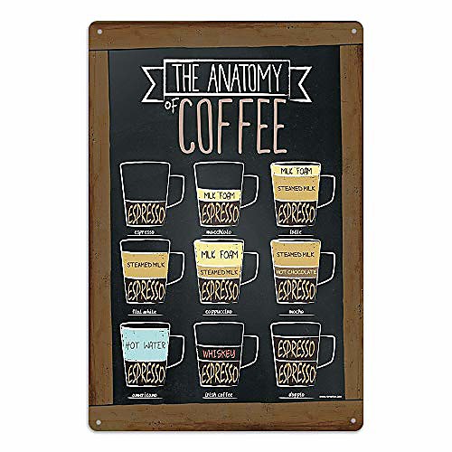 

[coffee house metal iron tin sign retro classic vintage wall art hanging for restaurant cafe coffee shop home decor, 8x12