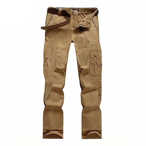 

Men's Hiking Pants Trousers Hiking Cargo Pants Solid Color Outdoor Breathable Ventilation Soft Comfortable Cotton Pants / Trousers Black Khaki Hunting Fishing Climbing 28 29 30 36 38