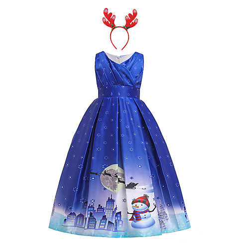 

Santa Suit Dress Girls' Kid's Leisure Dress Christmas Polyester Dress