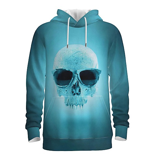 

Men's Pullover Hoodie Sweatshirt Graphic 3D Skull Front Pocket Halloween Daily 3D Print 3D Print Halloween Hoodies Sweatshirts Light Blue