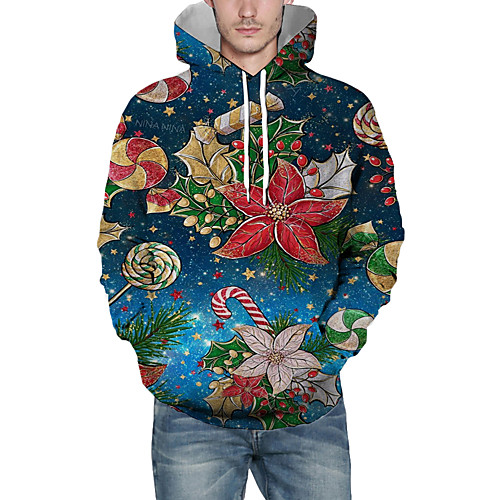 

Men's Pullover Hoodie Sweatshirt Print Graphic 3D Christmas Daily 3D Print Christmas Hoodies Sweatshirts Blue
