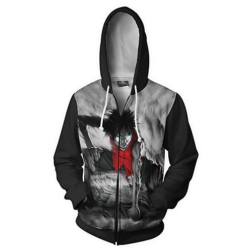 

Inspired by One Piece Monkey D. Luffy Cosplay Costume Hoodie Terylene Graphic Printing Hoodie For Women's / Men's