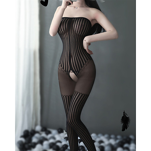 

Women's Mesh Lace Suits Bodysuits Nightwear Jacquard Solid Colored Black S M L / Strapless