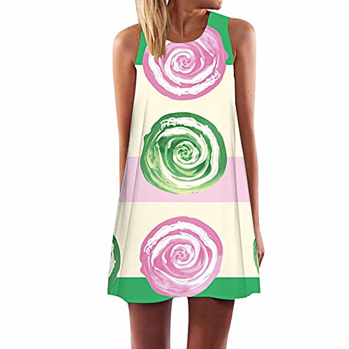 

women dresses plus size boho print sleveless dress casual beach vintage mini dress tank t-shirt swing sundress