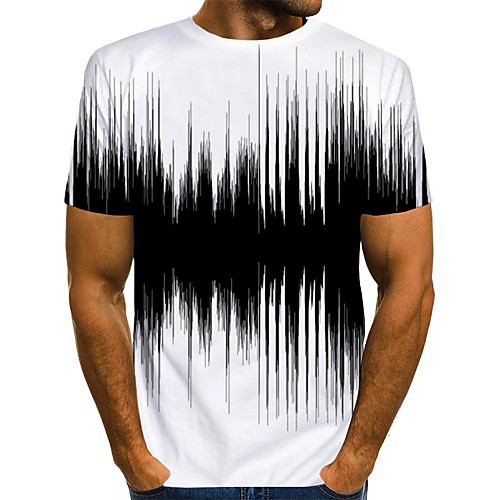 

Men's T shirt 3D Print Graphic 3D Print Short Sleeve Daily Tops Streetwear Round Neck Black / White