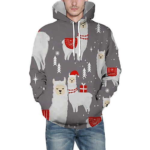 

Men's Pullover Hoodie Sweatshirt Graphic 3D Ugly Christmas Christmas Daily 3D Print Christmas Hoodies Sweatshirts Gray