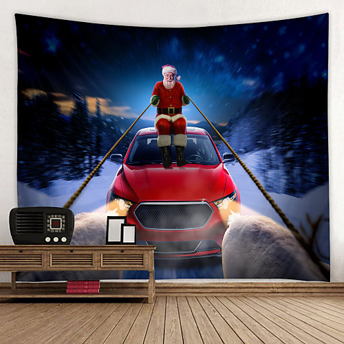 

Christmas Santa Claus Wall Tapestry Art Decor Blanket Curtain Picnic Tablecloth Hanging Home Bedroom Living Room Dorm Decoration Car Gift Elk Polyester