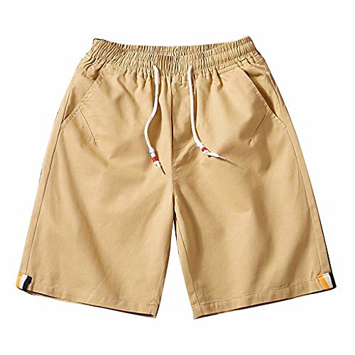 

casual shorts for men's summer new simple fashion belt shorts fashionable pure color shorts(khaki,xxxx-large)
