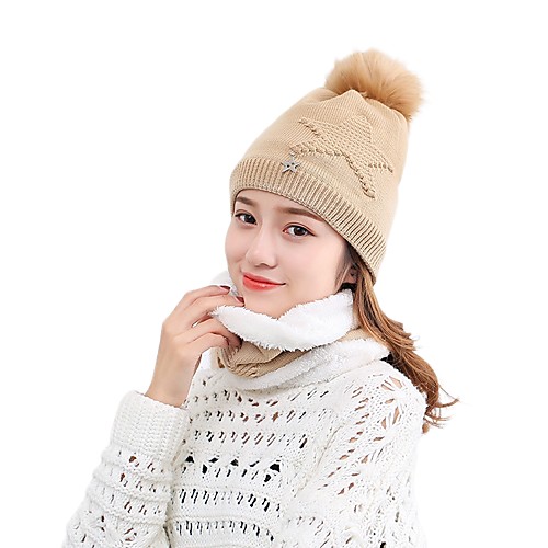 

Women's Hiking Cap Beanie Hat 1 set Winter Outdoor Windproof Warm Soft Thick Neck Gaiter Neck Tube Skull Cap Beanie Solid Color Polyester Taffeta Navy Wine Red Three pieces-wine red for Fishing