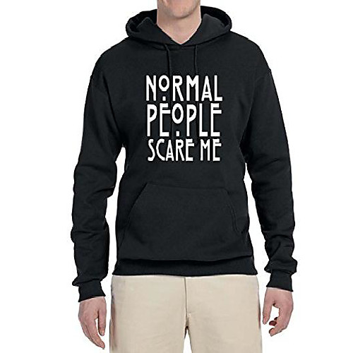 

normal people scare me | mens pop culture hooded sweatshirt graphic hoodie, black, medium