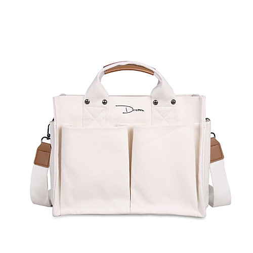 

Women's Bags Canvas Top Handle Bag Daily 2021 Handbags White Black