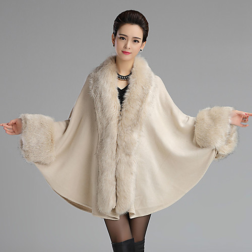

Long Sleeve Capes Faux Fur Wedding / Party / Evening Shawl & Wrap / Women's Wrap With Split Joint / Solid