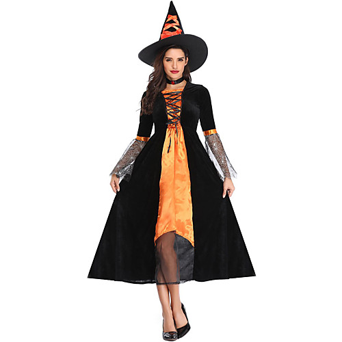 

Witch Dress Cosplay Costume Adults' Women's Dresses Vacation Dress Halloween Halloween Carnival Masquerade Festival / Holiday Polyster Green Women's Easy Carnival Costumes Patchwork