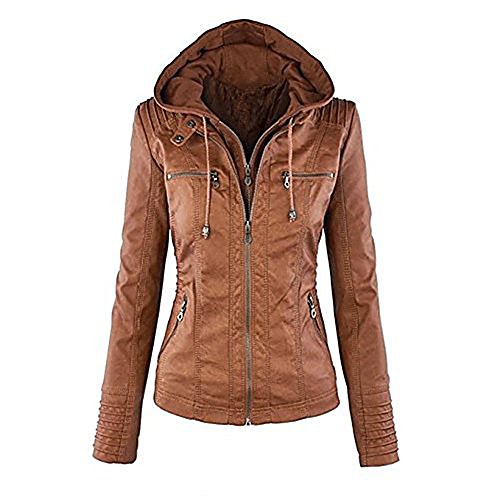 

women's sparteens jacket coat bomber removable hood top for women brown
