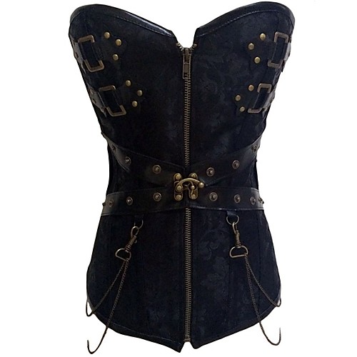 

Women's Zipper Overbust Corset - Printing Black S M L