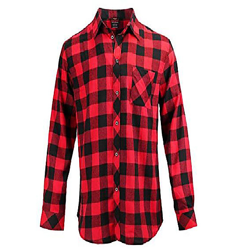 

men's regular-fit long-sleeve pocket cotton casual dress shirt red