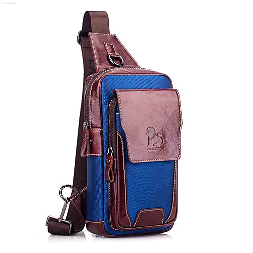 

Men's Bags Cowhide Sling Shoulder Bag Chest Bag Zipper Daily Outdoor Blue